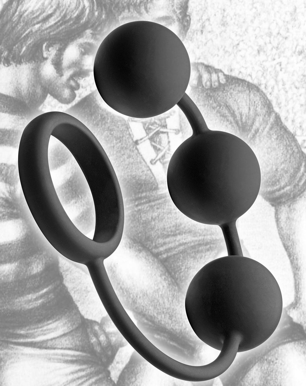 Tom of Finland Silicone Cock Ring With 3 Weighted Balls by XR Brands