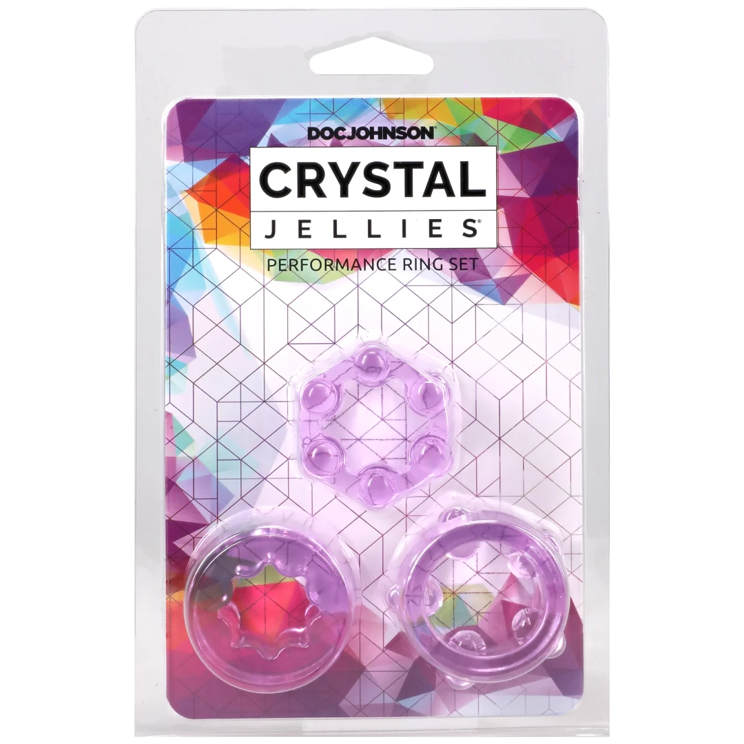 Doc Johnson Crystal Jellies Performance Ring Set — 3-Pack Purple - DJ0291-08-CD
