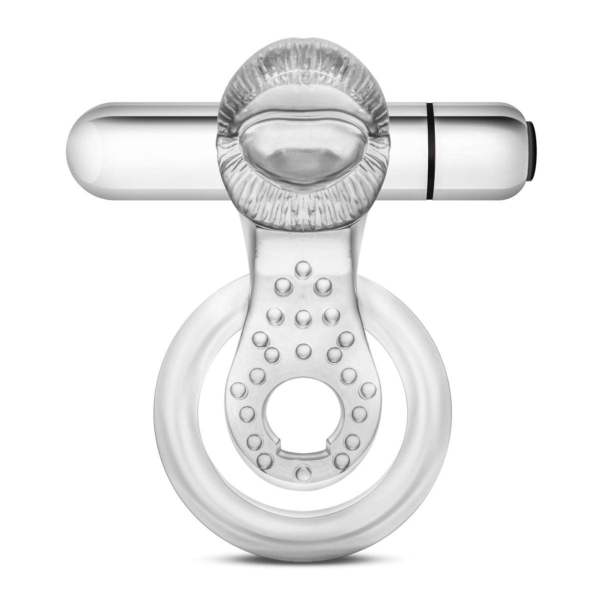 Blush Stay Hard 10-Function Vibrating Tongue Ring — Clear (8.89 x 6.35 cm) - BL-66912