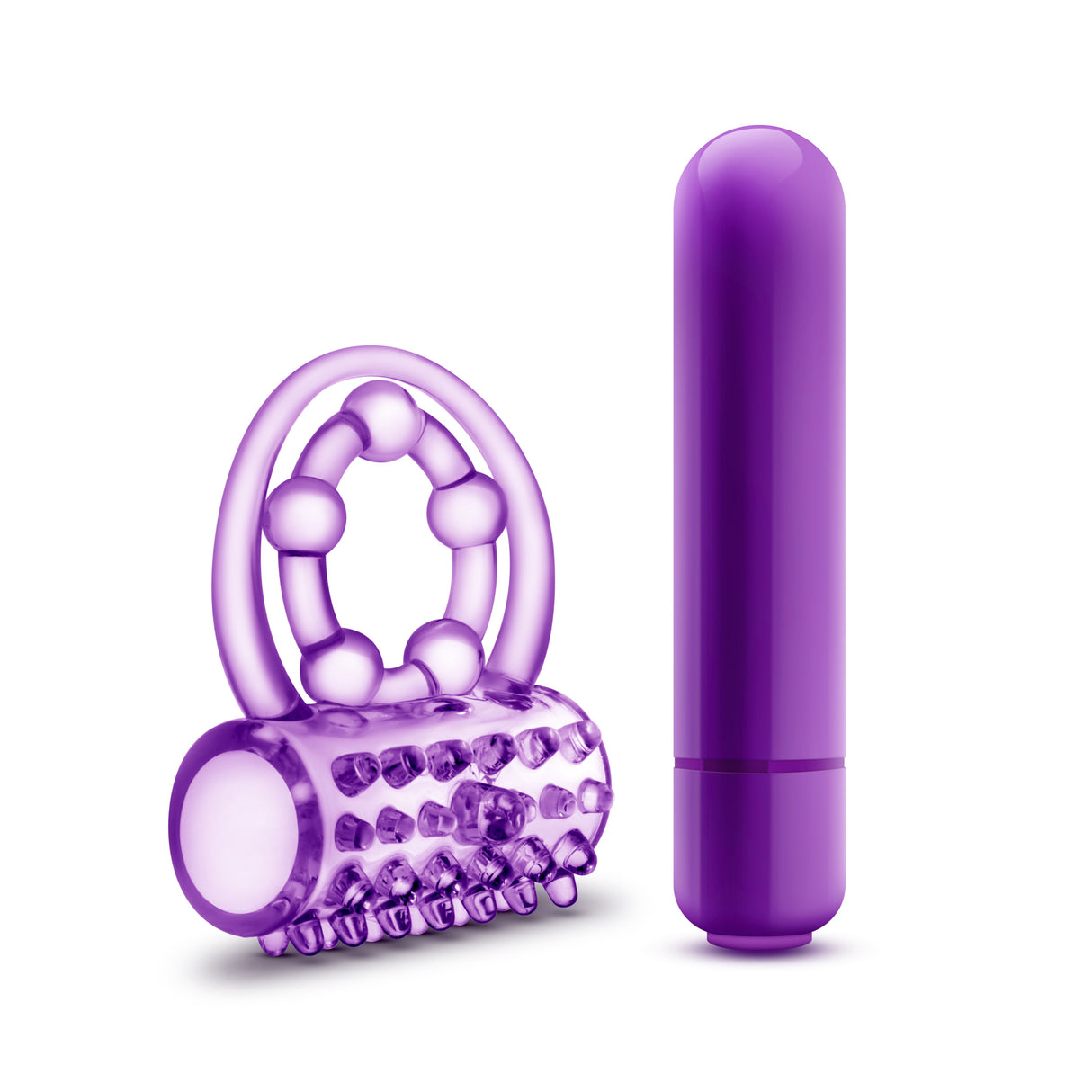 Blush Play With Me The Player Vibrating Double Strap Ring, Purple - BL-91911