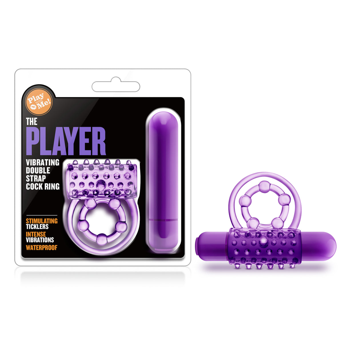 Blush Play With Me The Player Vibrating Double Strap Ring, Purple - BL-91911