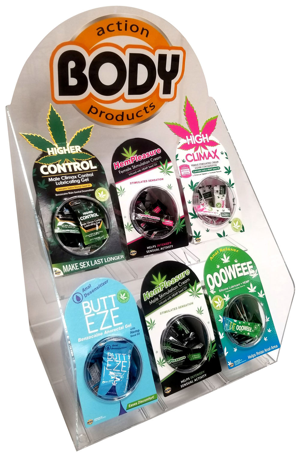Body Action Hemp Oil Acrylic Display - 50-Pack - BA-ADH