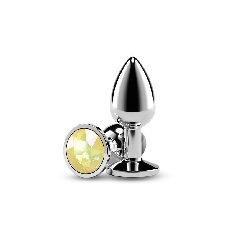 nsnovelties Rear Assets Medium Anal Plug — Silver with Yellow Gem - NSN-0970-19