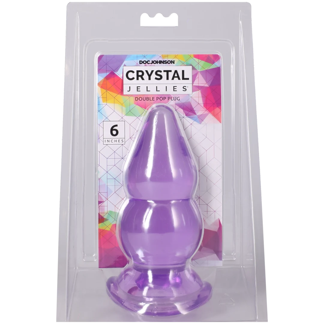 Doc Johnson Crystal Jellies Double Pop Plug — 6 Inch, Purple - DJ0288-96-CD