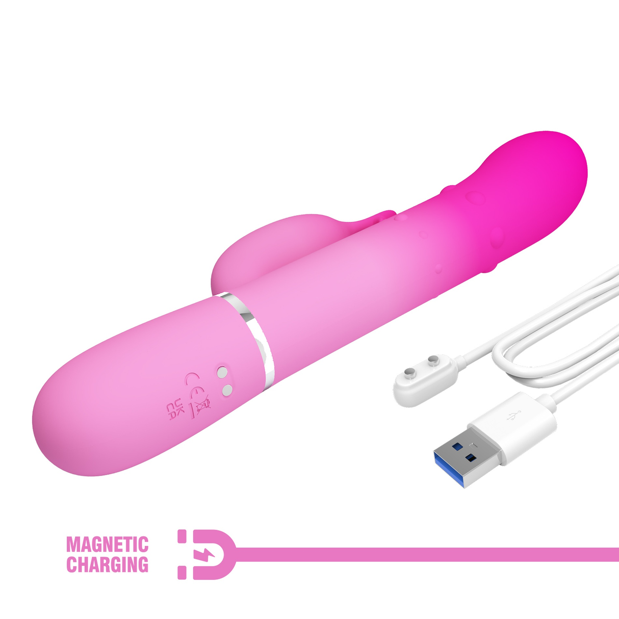 Pretty Love Shima Rabbit Vibrator — Vertical & Horizontal Beads, Pink - BW-500051-4