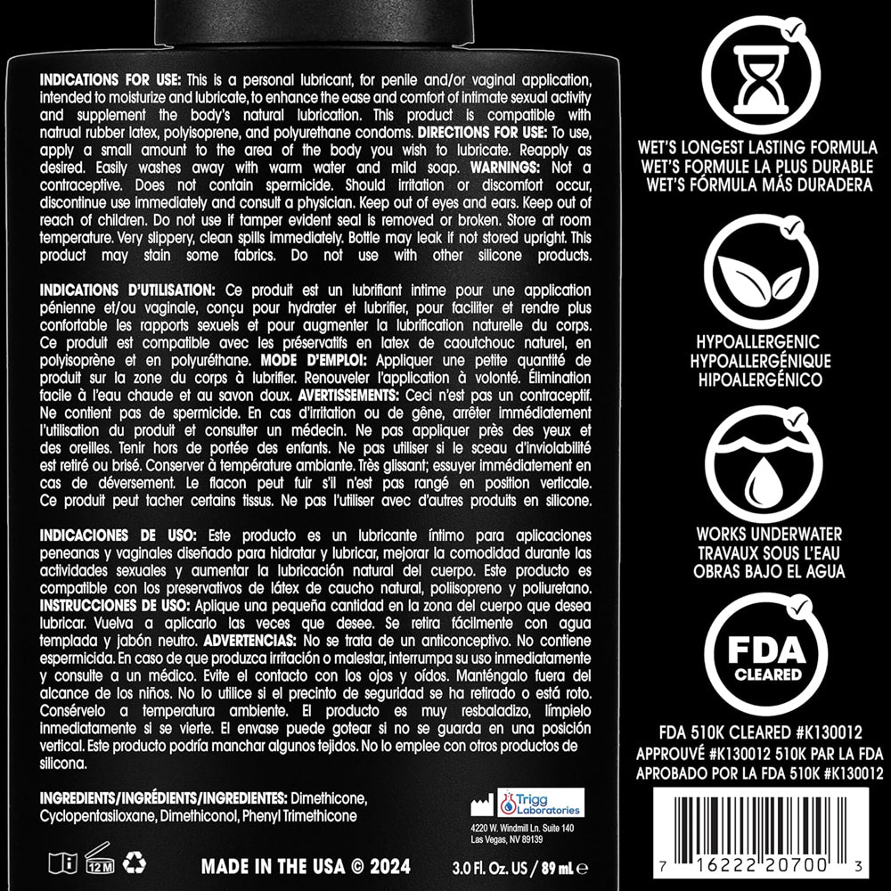 Wet Platinum Luxury Silicone Lubricant — 9 fl. oz. - WT20702