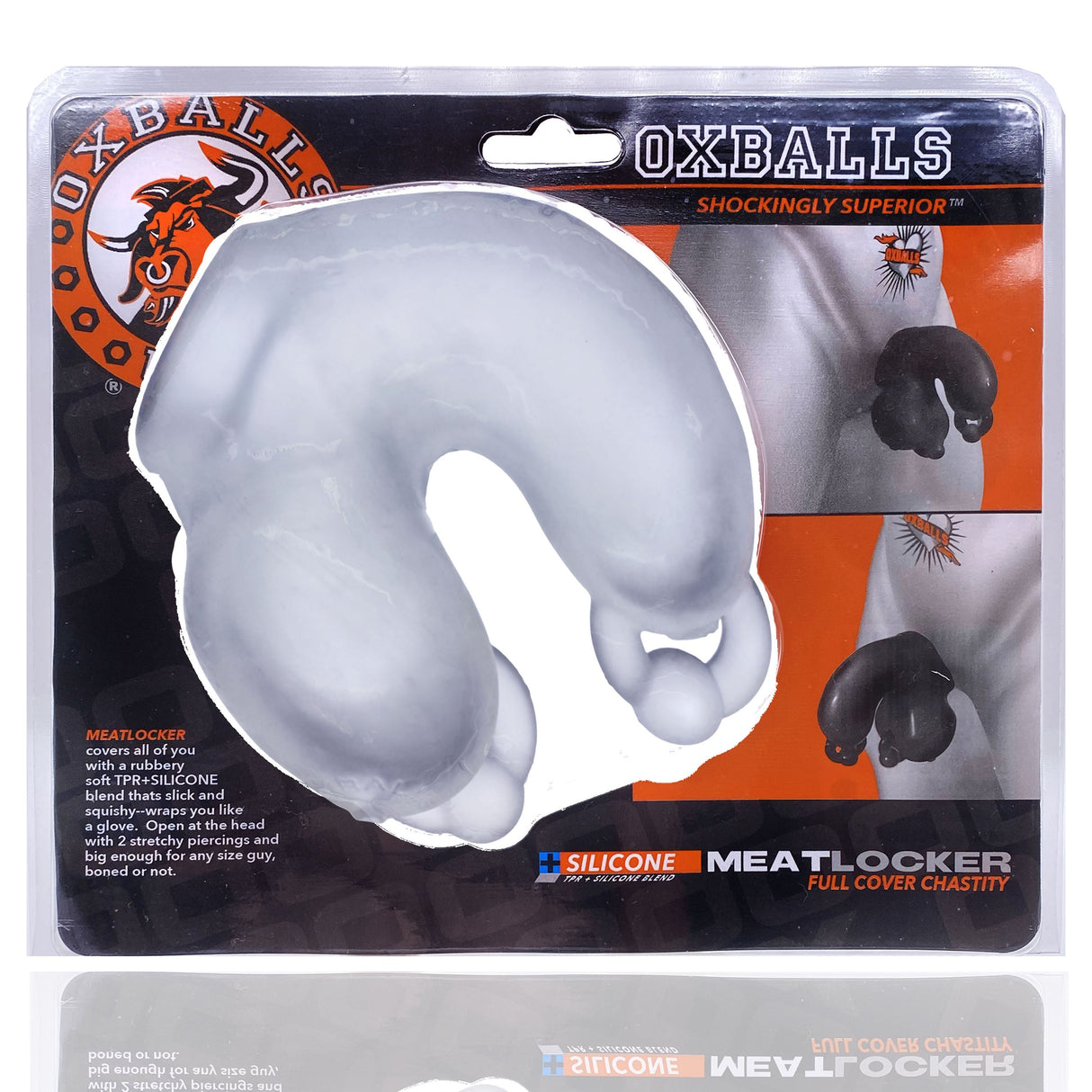 OXBALLS Meatlocker Full-Cover Chastity — Clear Ice - OX-3049-CLIC