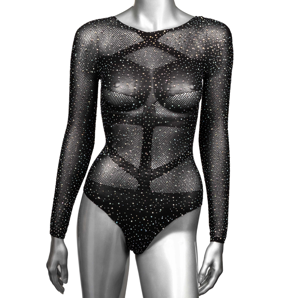 CalExotics Radiance Long-Sleeve Bodysuit — Plus Size Queen, Black - SE3002163