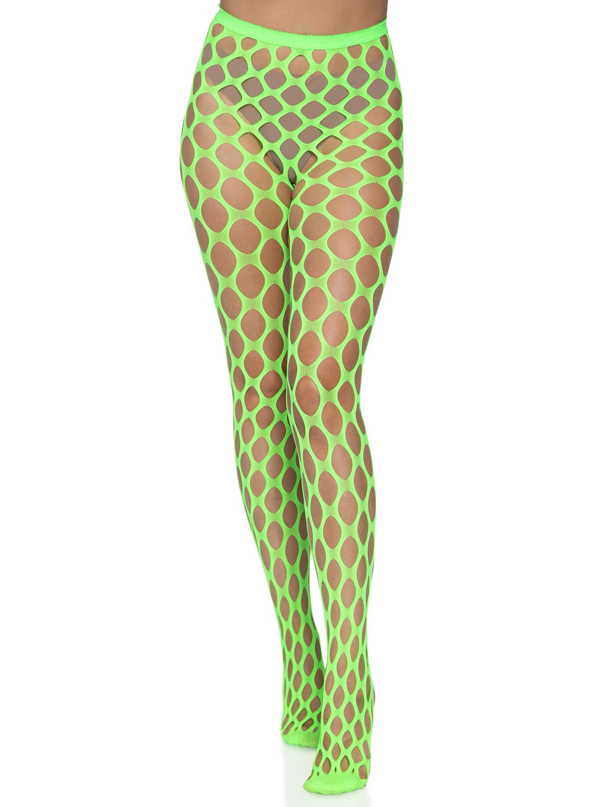 Leg Avenue Jumbo Pothole Net Tights — Neon Green, One Size - LA-9331NGRN
