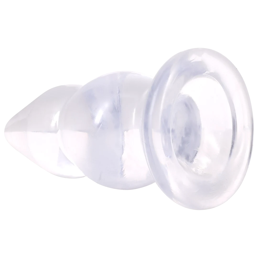 Doc Johnson Crystal Jellies Double Pop Plug — 6 in Clear - DJ0288-94-CD