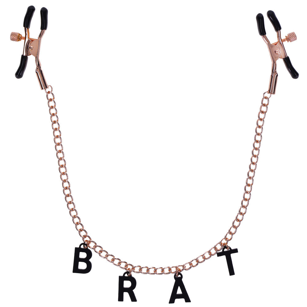Sportsheets Brat Nipple Clamps — Rose Gold Chain, 1 Pair - SS09847