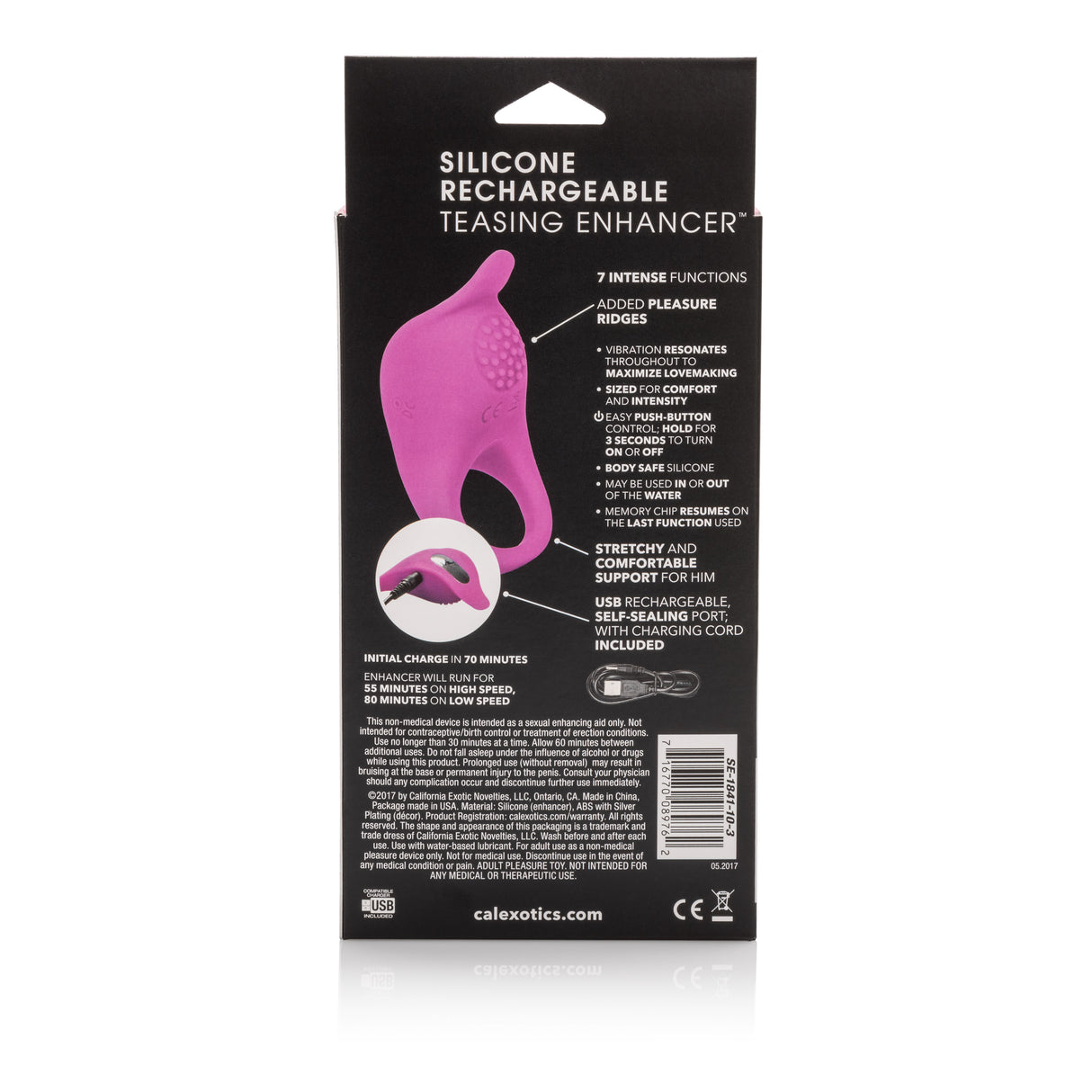 CalExotics Silicone Rechargeable Teasing Ring — 7 Functions - SE1841103