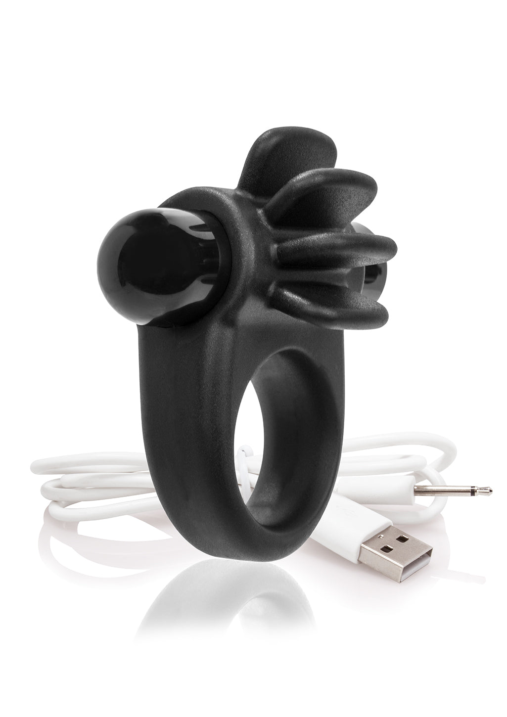 Screaming O Charged Skooch Ring — Vibrating Silicone, Black - ASK-BL-101E