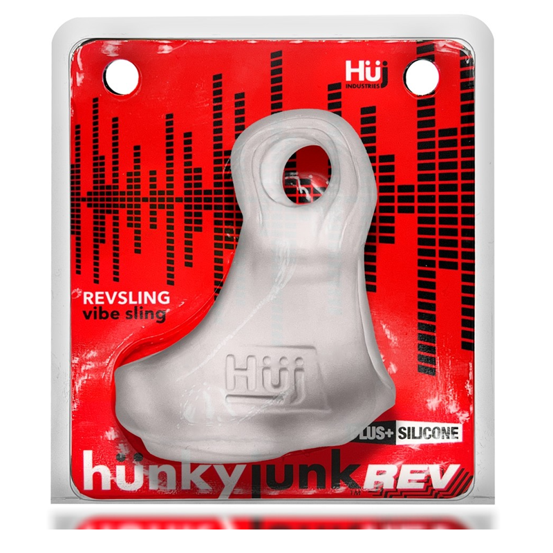 Hunkyjunk RevSling Cock & Ball Sling with Vibe — Clear Ice - HUJ-133-CLRICE