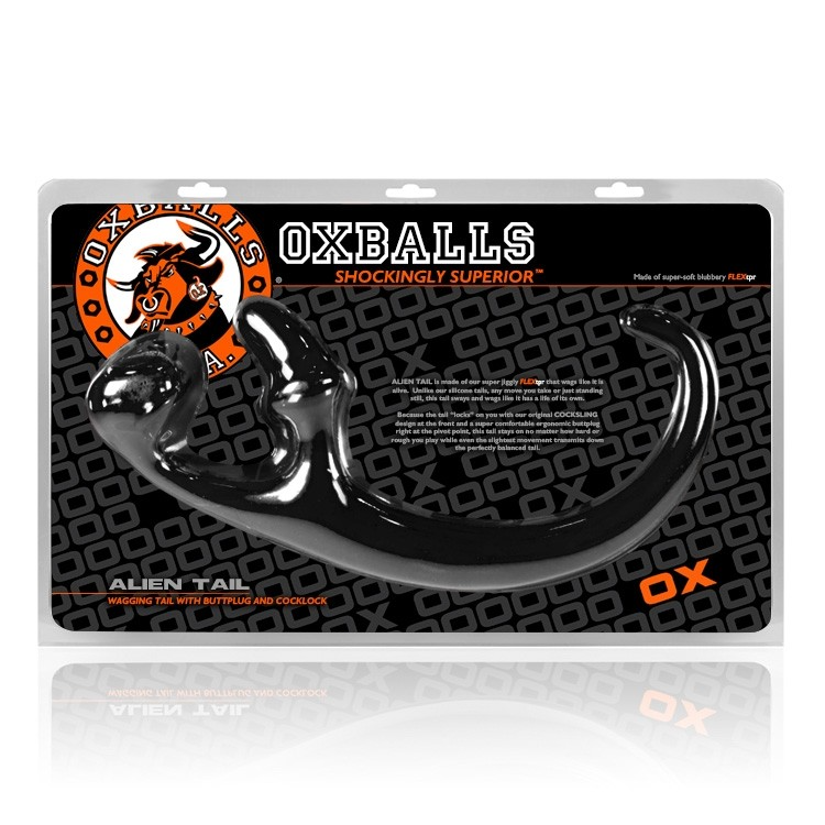 OXBALLS Alien Tail Butt Plug with Built-In Sling — Black - OX7618
