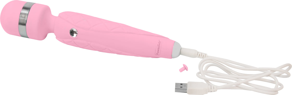 BMS Factory Pillow Talk Cheeky Wand Vibrator with Swarovski Crystal — Pink, 8 in - BMS2671-6