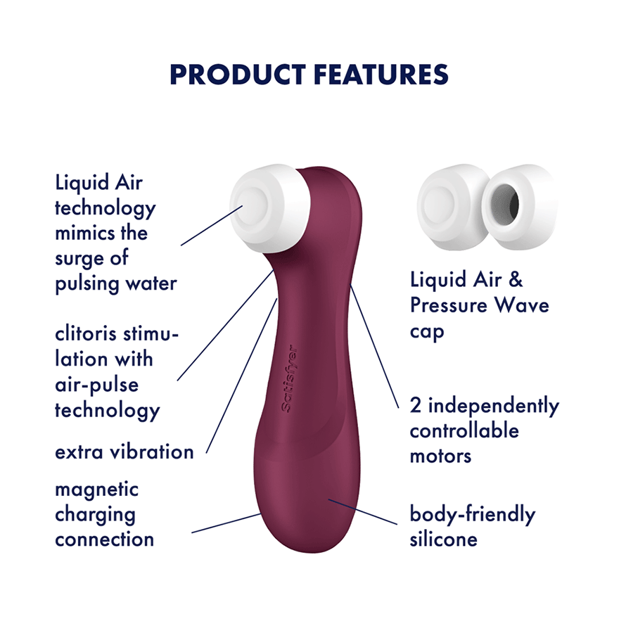 Satisfyer Pro 2 Generation 3 Clitoral Stimulator, Wine Red - SAT-J2018-U2-9A-1