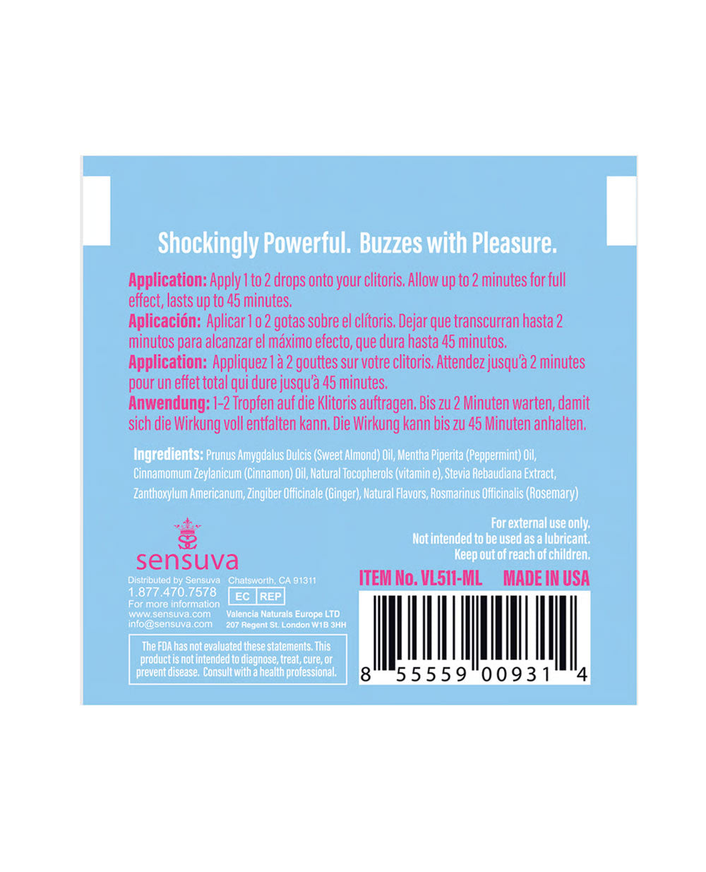 On Ice Buzzing & Cooling Female Arousal Oil - 0.01 Oz. Ampoule by Sensuva