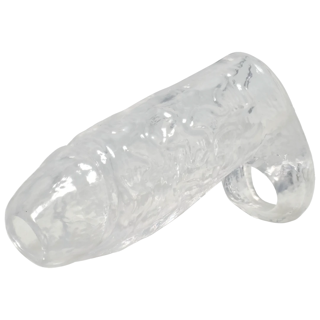 Doc Johnson Titanmen Cock Sleeve with Ball Strap — 5.25 in Clear - DJ3400-26-CD