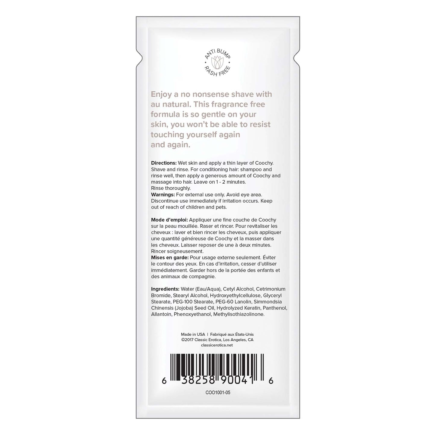 Coochy Shave Cream - Au Natural - 15 ml Foils 24 Count Display by Classic Brands