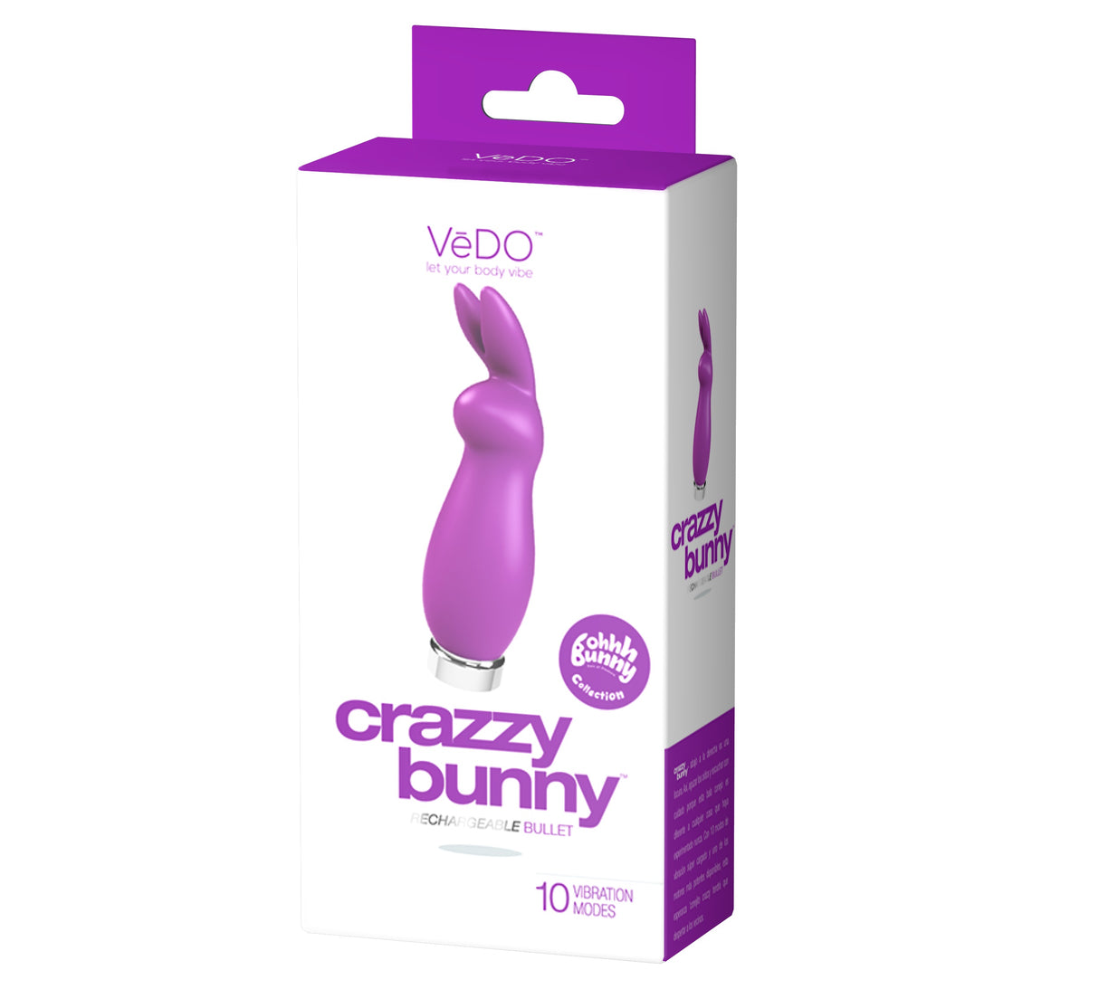 VeDO Crazzy Bunny Rechargeable Bullet Vibrator — Purple - BU-0503
