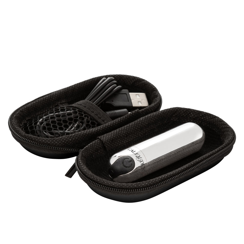 CalExotics Rechargeable Hideaway Bullet — Silver, 3-Inch Travel Vibrator - SE0062402