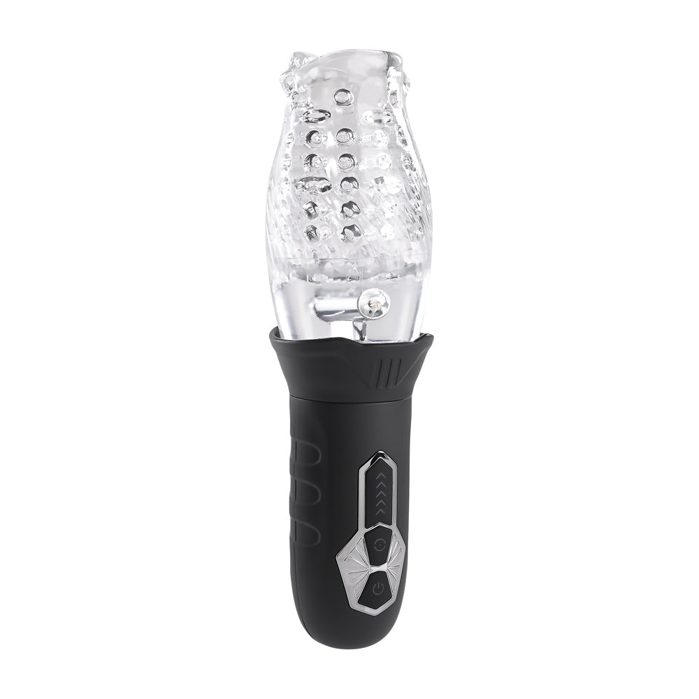 Evolved Novelties Cyclone Clear/Black Rotating Stroker — 3" Insertable - ZE-RS-3137-2