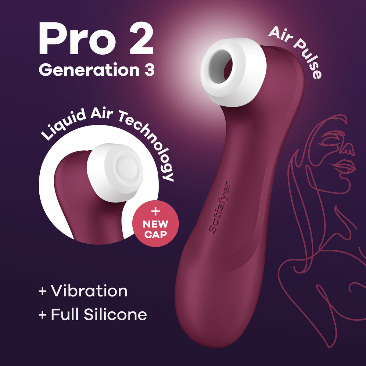 Satisfyer Pro 2 Generation 3 Liquid Air Technology -Burgundy