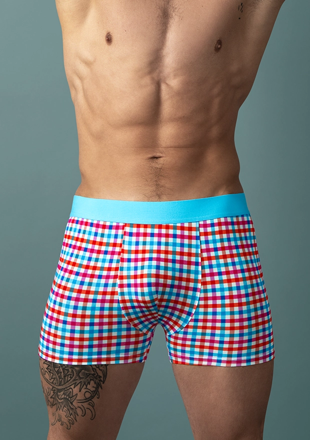 Male Power Bamboo-Spandex Gingham Boxer Brief — XL, Multi - MP-160306GIX
