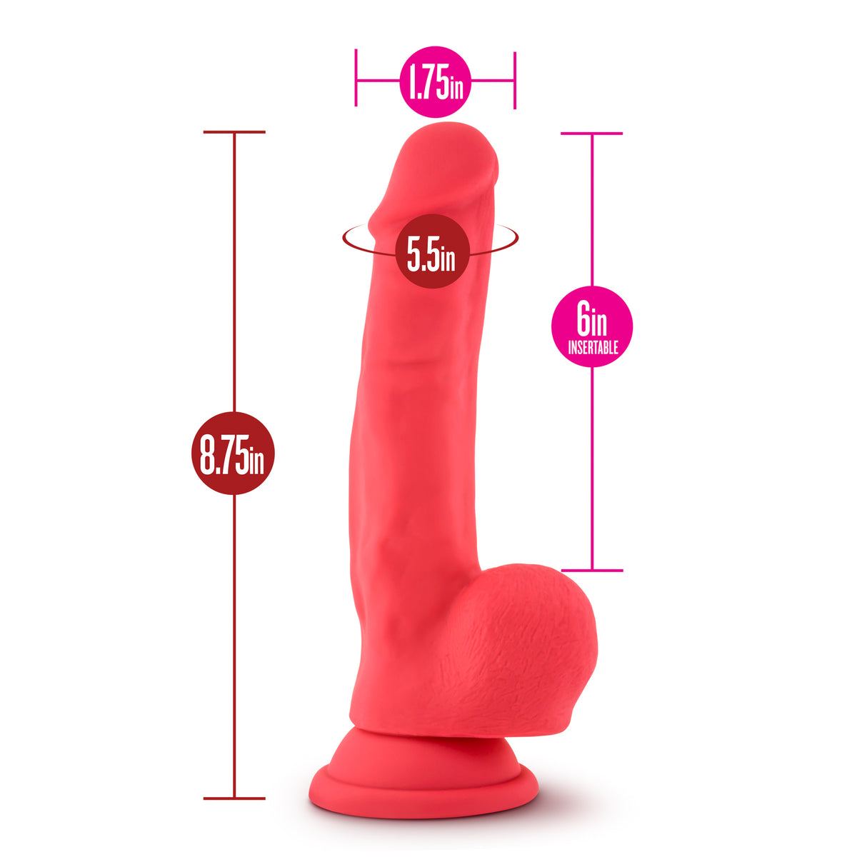 Blush Ruse Shimmy Realistic Dildo, 6" Insertable — Red - BL-83708