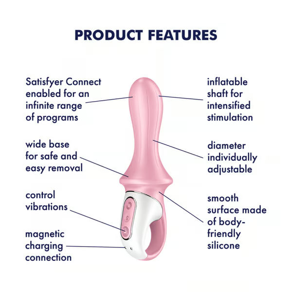 Satisfyer Air Pump Booty 5+ Anal Vibrator — Inflatable Shaft (Red) - SF8551