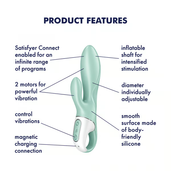 Satisfyer Air Pump Bunny 5+ Mint Inflatable Rabbit Vibrator - SAT-J2018-257