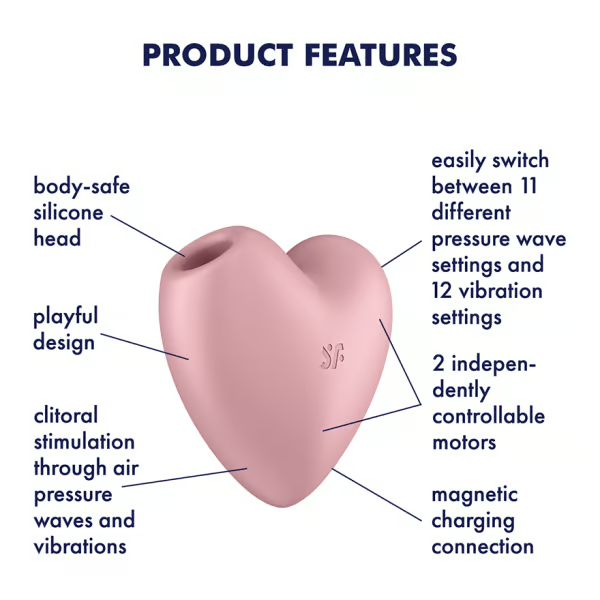 Satisfyer Cutie Heart Clitoral Vibrator — Light Red - SF1604