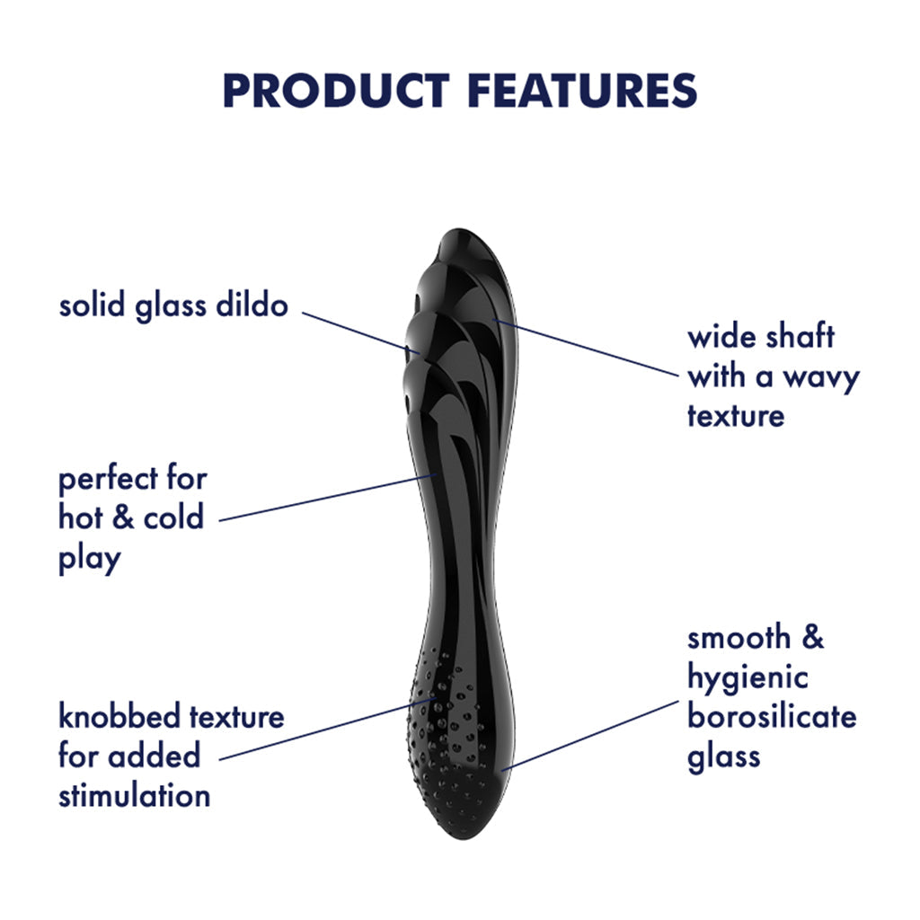 Satisfyer Dazzling Crystal Glass Dildo, Black - SF5924