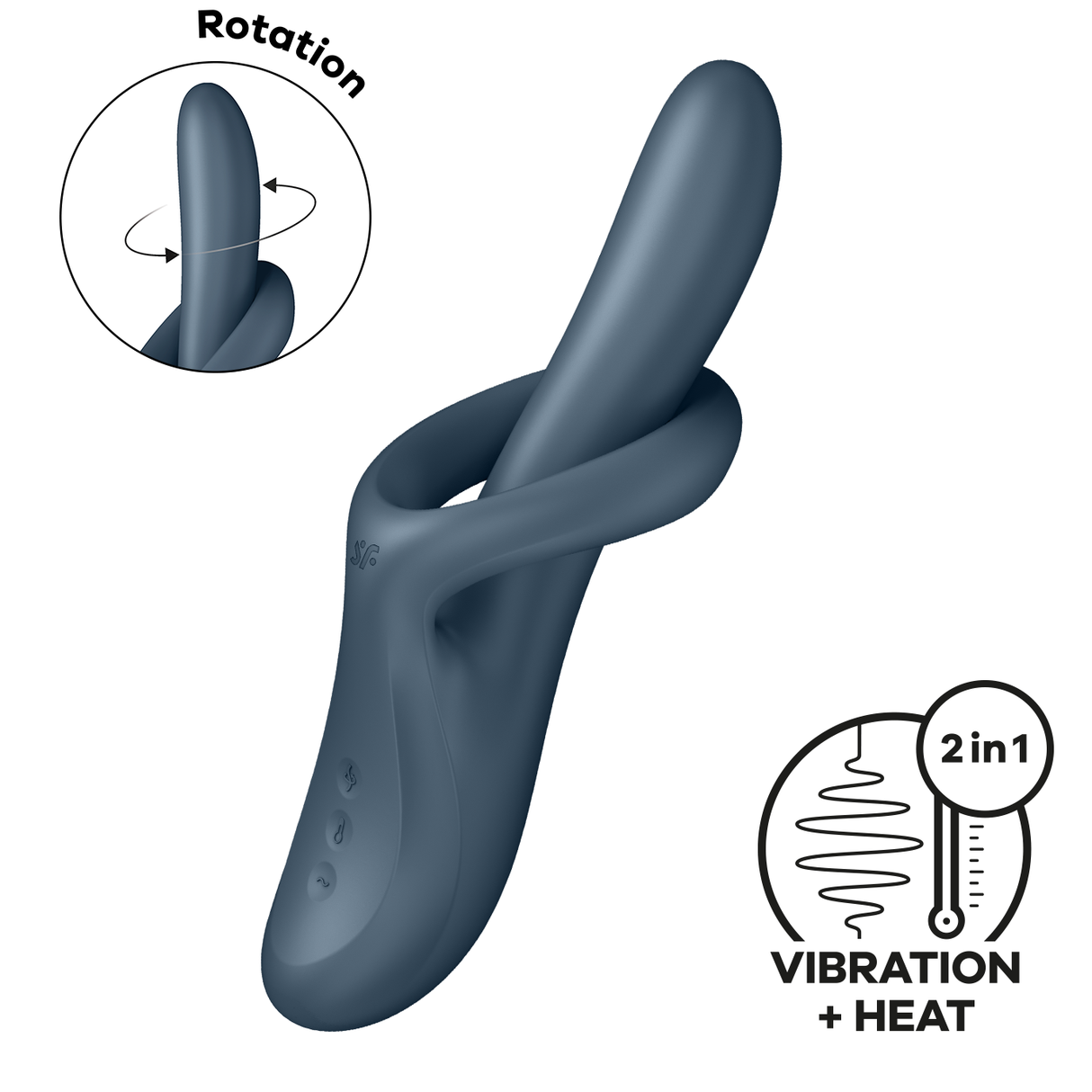 Satisfyer Heat Flex 4 Rabbit Vibrator — Grey - SF8237