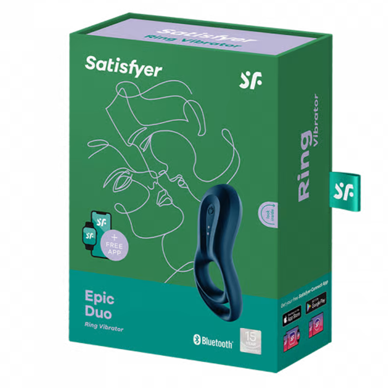 Satisfyer Epic Duo Dark Blue Vibrating Cock Ring with App Control - SAT-J2008-30