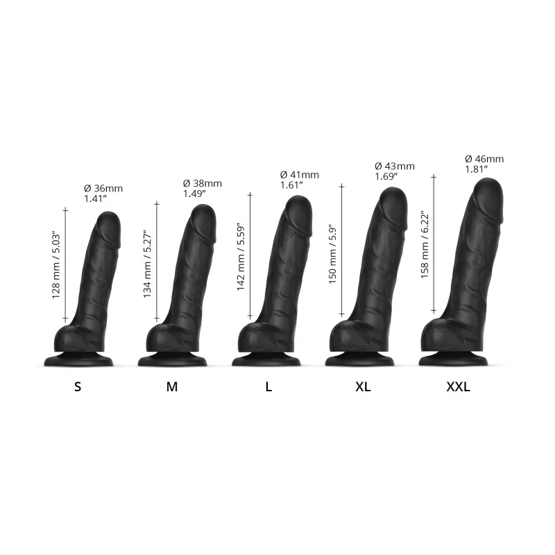 STRAP-ON-ME Sliding Skin Realistic Dildo, XXL Black (Liquid Silicone) - SM6961