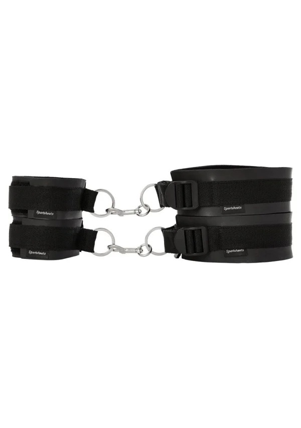 Sportsheets Thigh and Wrist Cuffs Set — Neoprene Black - SS420-02