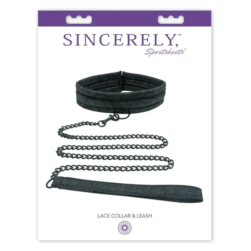 Sportsheets Sinc Lace Padded Collar & 30" Leash — Black - SS520-03