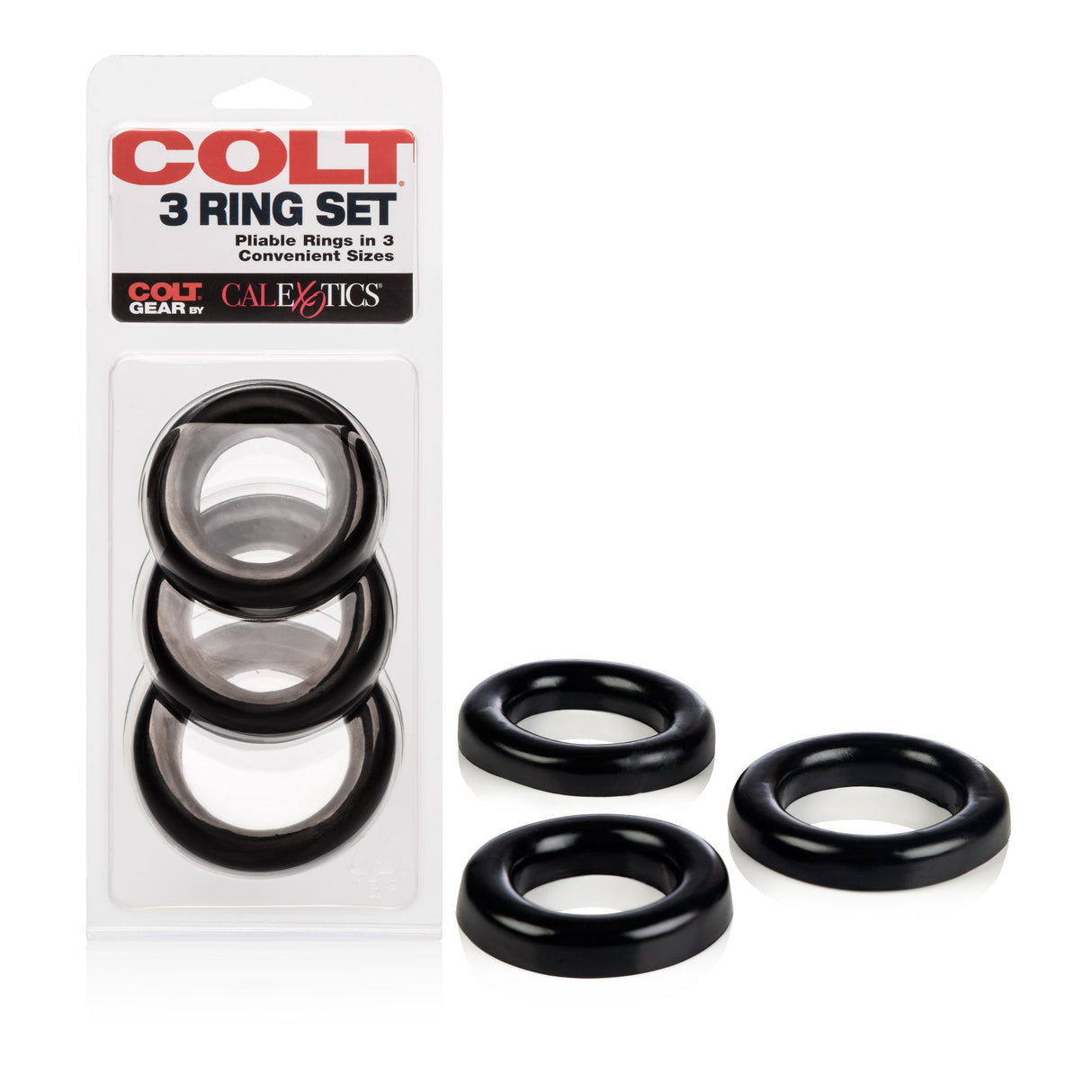 CalExotics Colt 3 Ring Set — Pliable Rubber Rings (3 Sizes) - SE6840032