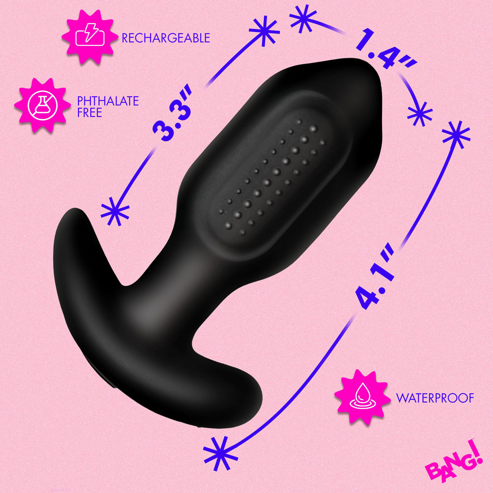 XR Brands Bumpy Vibrating Silicone Butt Plug — Black - BNG-AH886