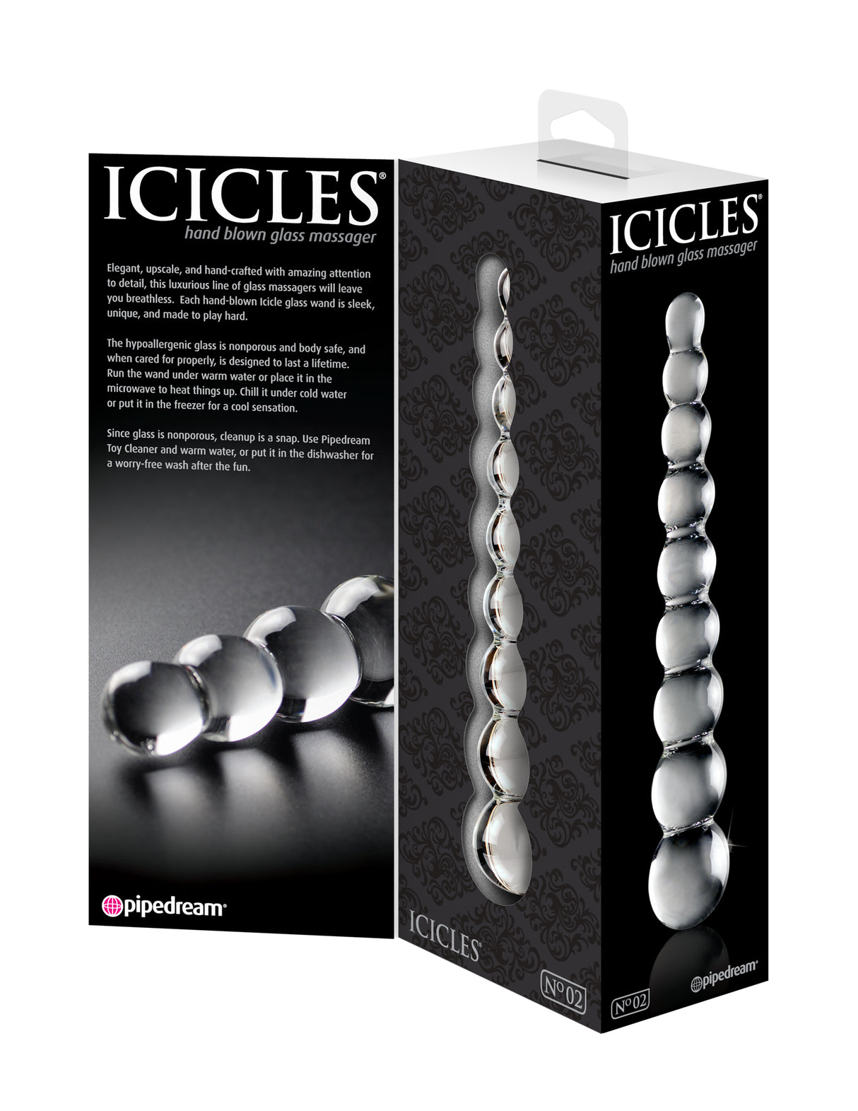 Pipedream Icicles No. 2 Glass Wand — Clear, 8.5 in - PD2902-00