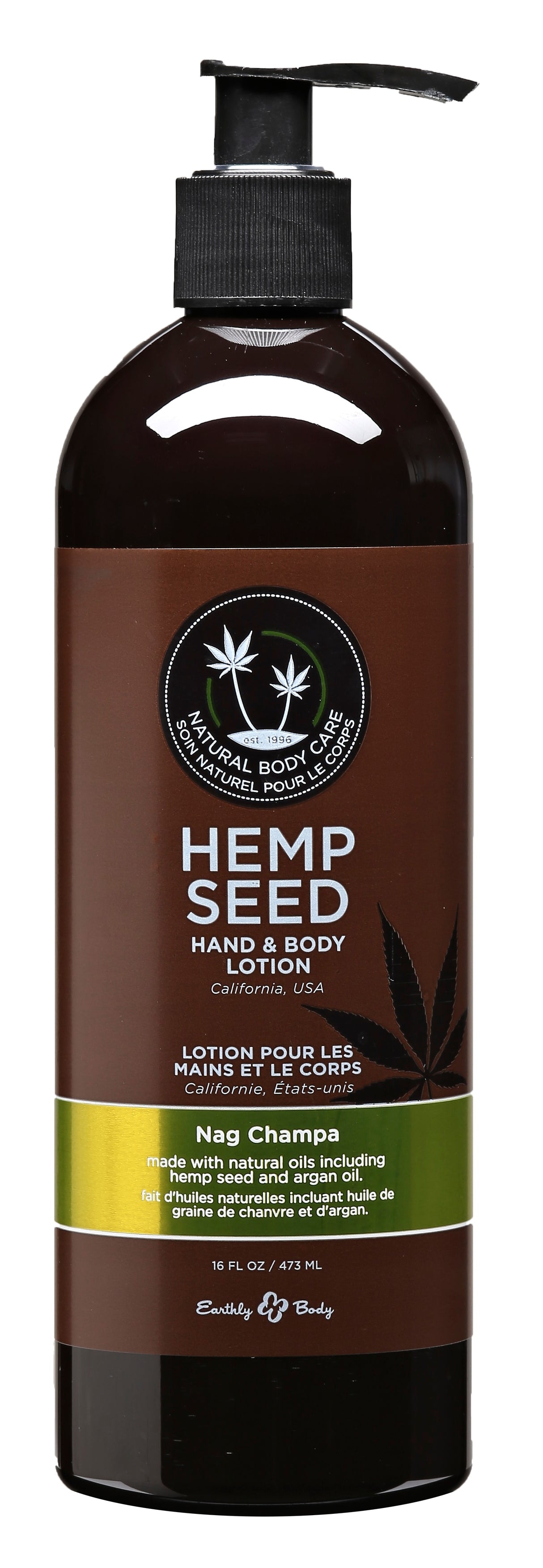 Earthly Body Hemp Seed Hand & Body Lotion — Nag Champa, 16 fl oz - EB-HSV220
