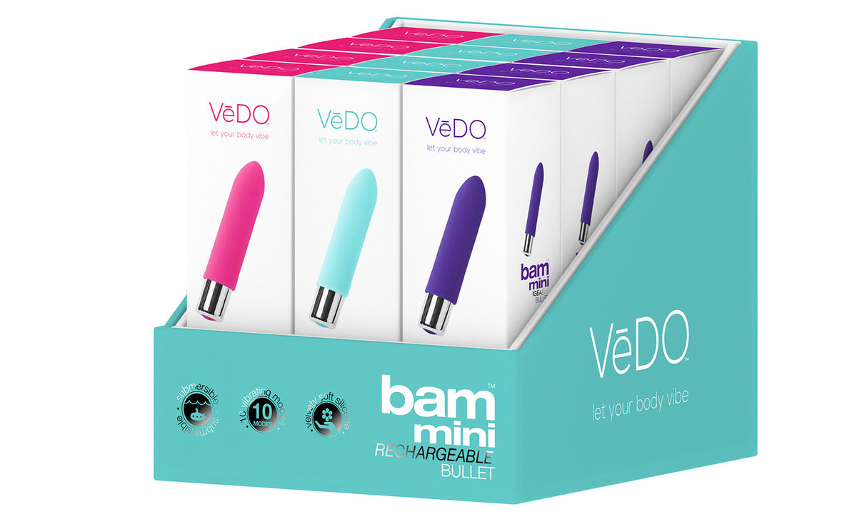 VeDO Bam Mini Bullet Vibrator — Assorted 12-Piece Display - VI-P1400