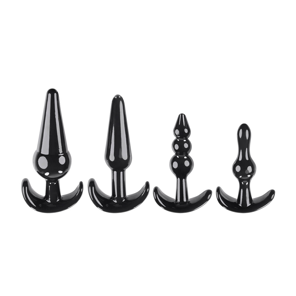 Evolved Novelties Intro to Plugs — 4 Black Anal Plugs - SL-BP-3526-2