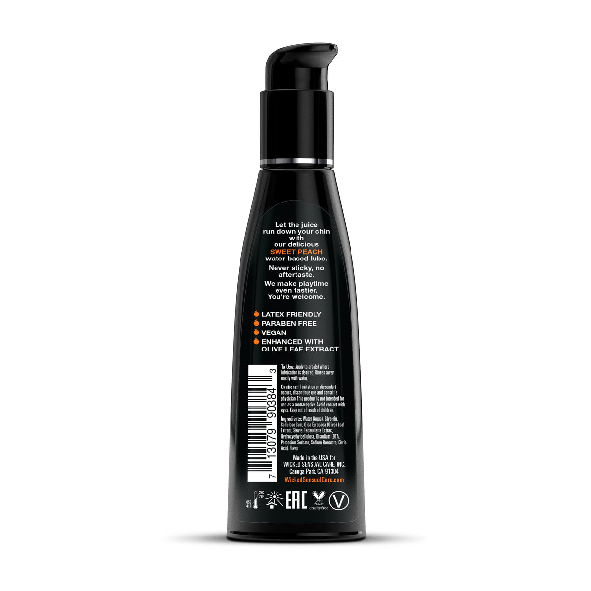 Wicked Aqua Sweet Peach Water-Based Lubricant, 4 oz - WS-90384