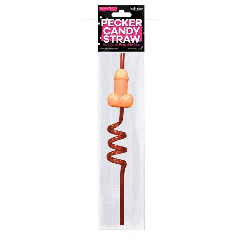 Hott Products Pecker Swizzle Straw Lollipop, Strawberry 3.5 in - HTP3305