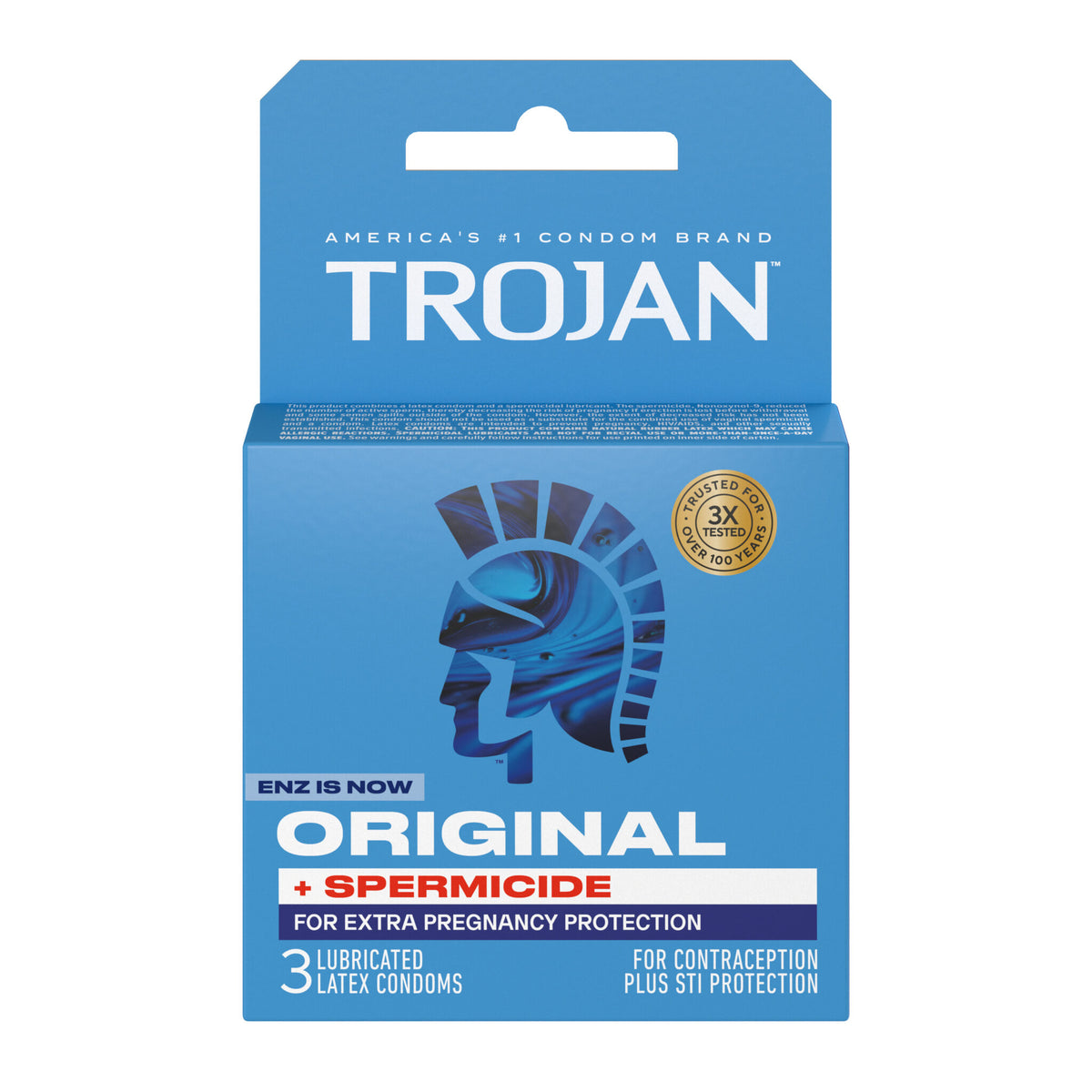Trojan Enz Armor Spermicidal Lubricated Condoms - 3 Pack