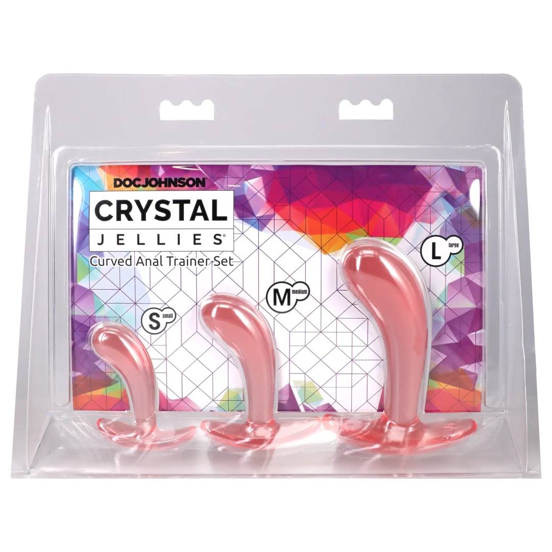 Doc Johnson Crystal Jellies Curved Anal Trainer Set, Pink (3-Piece) - DJ0289-68-CD