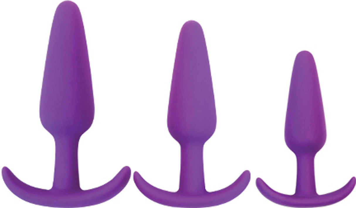 Curve Toys Gossip Rump Rockers — 3-Piece Silicone Anal Trainer, Violet - CN-0104-04-40